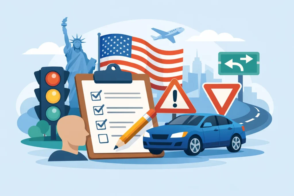 اختبار إشارات المرور الأمريكي بالعربي