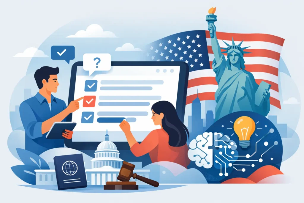 اختبارات تفاعلية للمواطنة الامريكية بذكاء