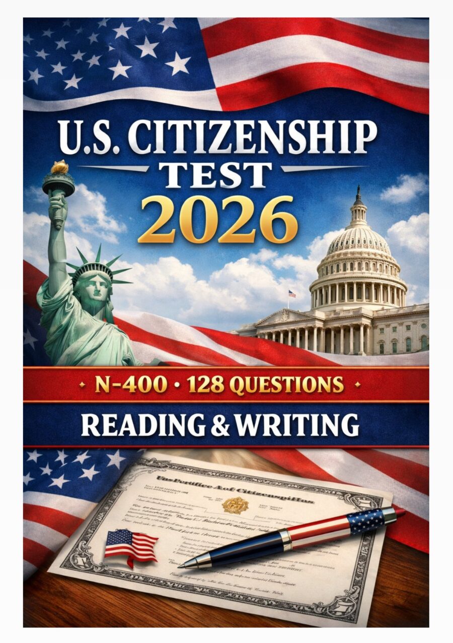 U.S. Citizenship Test 2026 – N-400 + 128 Civics Questions + Reading & Writing Practice (Complete Study Guide)