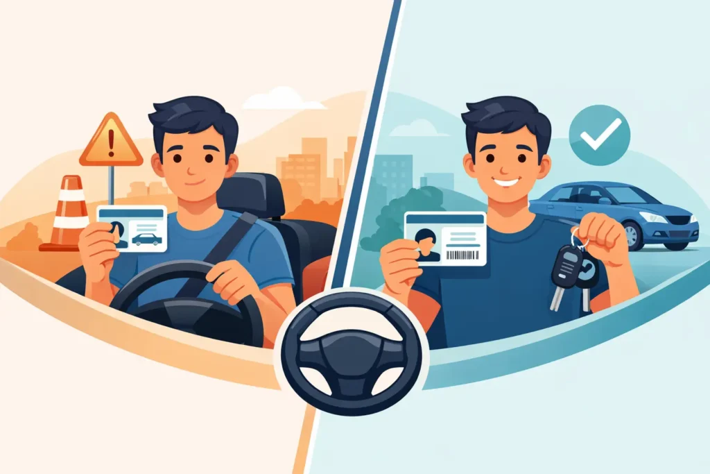 ما الفرق بين permit وlicense للسائق الجديد؟