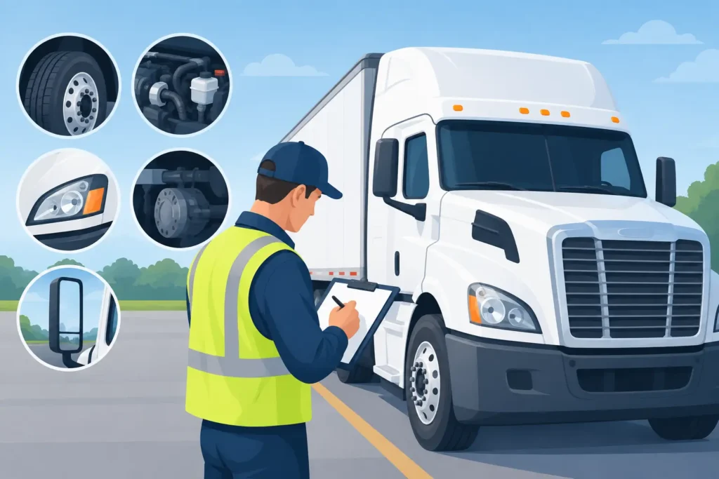 دليل فحص المركبة التجاري لاجتياز اختبار CDL